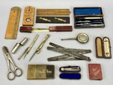 19TH CENTURY DRAWING/MEASURING INSTRUMENTS - leather cased set of protractors, Hicks of London