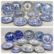 BLUE & WHITE TRANSFER PRINTED PLATES - circa 1810 and later, various makers including Rodgers &