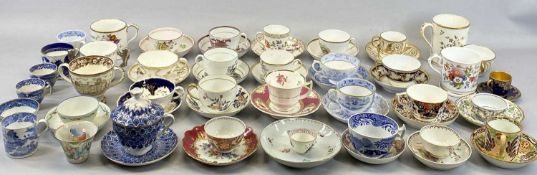 18TH CENTURY & LATER CABINET CUPS/COFFEE CANS & SAUCERS, TEA BOWLS ETC - hand painted and printed