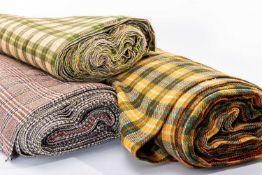 THREE BOLTS OF CHECK / PLAID WOOL FABRIC (3) Provenance: private collection Swansea, consigned via