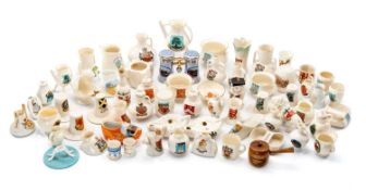 MOSTLY WELSH ASSORTED CRESTED CHINA, including four Goss Welsh hats, another simlar, two Roman