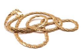 18CT GOLD ROPE TWIST NECKLACE, 45cms long, 13.0gms Provenance: deceased estate Carmarthenshire