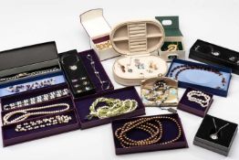 ASSORTED COSTUME JEWELLERY, to include beaded necklaces, bracelets, pendants, earrings, together