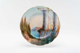 ROYAL WORCESTER BONE CHINA PLATE PAINTED BY WALTER SEDGLEY, depicting Neapolitan coastal