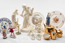 THREE ROYAL WORCESTER BONE CHINA FIGURES, to include figure of female Grecian water carrier,