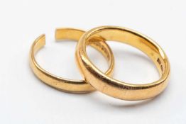 TWO 22CT GOLD WEDDING BANDS, 8.7gms gross (2) Provenance: deceased estate Ceredigion /