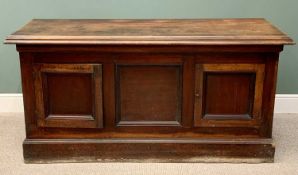 MAHOGANY SIDEBOARD BASE - late 19th Century, rectangular top with moulded rim over square central