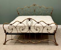 REPRODUCTION KINGSIZE BED - with gilt metal ornate head and foot ends and a 