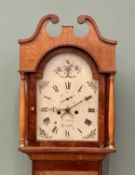 W ROBERTS, TAUNTON, OAK & MAHOGANY LONGCASE CLOCK - mid 19th Century, signed arched painted enamel
