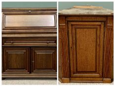 OAK FLAT FRONT CORNER CUPBOARD - early 19th Century, moulded and dentil cornice, panelled mahogany