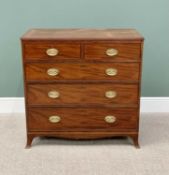 REGENCY MAHOGANY CHEST - having two short over three long oak lined drawers having embossed oval