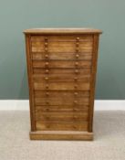 WATKINS & DONCASTER NATURAL HISTORY OAK SPECIMEN CHEST/CABINET - having thirteen shallow drawers,