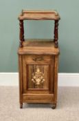 CIRCA 1890 INLAID ROSEWOOD COAL PURDONIUM - having a brass balustrade shaped top shelf on turned
