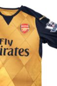 MATCH WORN 2015-16 SEASON PREMIERSHIP ARSENAL FC JERSEY SHIRT, in gold and blue by Puma, No.16, worn