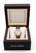 BAUME & MERCIER GENTS FLEETWOOD QUARTZ WRISTWATCH, 36mm case, leather strap in Baume & Mercier box