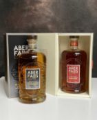 TWO BOTTLES OF ABERFALLS SINGLE MALT WHISKY, comprsing Aberfalls inaugural release single malt Welsh