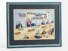 ‡ GRENFELL 'GREN' JONES watercolour - original cartoon for Rotary Publication 'Rotary Centennial