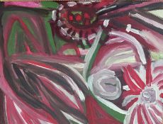 Leila Bebb. “Breath-eating Dinosaur”. Acrylic on canvas. 30 x 40cms. Leila is an up and coming