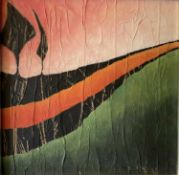 Lisa Wharton. “Top Tor 1”. Acrylic & collage on canvas. 38.5 x 38.5cms. Lisa is an artist and