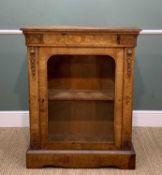 LATE 19TH CENTURY ROSEWOOD MARQUETRY PIER CABINET, floral inlaid frieze and uprights with castle