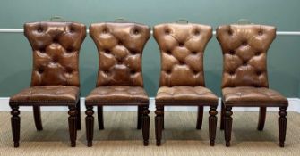 SET RALPH LAUREN 'TELFORD' LEATHER DINING CHAIRS, with tapering reeded legs, nailhead trim and