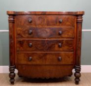 LARGE LATE VICTORIAN WALNUT CHEST, outset corners above faceted pilasters, fitted 2 short and 3