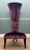 CHRISTOPHER GUY 'FABULEUX' HIGH-BACK CHAIR, black painted frame with purple crushed velvet