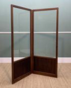 19TH CENTURY MAHOGANY 2-LEAF SCREEN, glazed 3/4 leaves, 154h x 61w (folded)