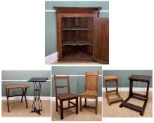 ASSORTED ECCLESIASTICAL FURNITURE, including oak table with X-frame base 84h x 81w x 65cm d, 2 oak