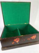 VINTAGE STAINED RECTANGULAR SILVER CHEST, sectional green baize interior, with evidence of old