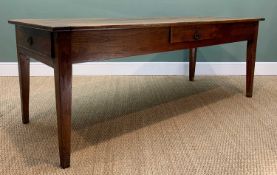 AMMENDED: 19TH CENTURY FRENCH CHESTNUT KITCHEN TABLE, triple planked top with cleated ends, fitted