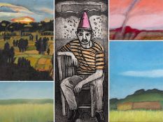 LUIS CARLOS BARRIOS (Columbian-Mexican, 1953-2011)oil on board - Pink Landscape, signed and dated