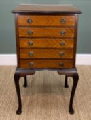 EDWARDIAN MAHOGANY MUSIC CABINET, fitted 5 drop fronted drawers, cabriole legs, 94h x 53w x 44cm d
