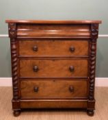 VICTORIAN WALNUT CHEST, North Wales/North England, fitted three long drawers and cushion drawer,
