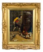 AFTER GEORGE E. ROBERTSON, oil on canvas - 'A Last Stand' or 'For Hearth and Home', with monogram