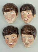 FULL SET BEATLES KELSBORO WARE WALL MASKS, c. 1964, no. 1 Ringo Star, no. 2 George Harrison, no. 3