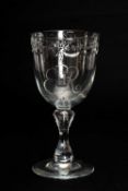 LAURENCE WHISTLER C.B.E. (1912-2000): EDINBURGH & LEITH FLINT GLASSWORKS GOBLET, 1953, engraved EIIR