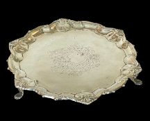 GEORGE V SILVER WAITER, Williams Hutton & Sons Ltd., Sheffield 1911, of shell and C-scrolled