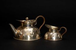 ARTS & CRAFTS ELECTROPLATED TEAPOT & MILK JUG, c. 1903, Coles & Fryer Ltd., pattern no. 1544,