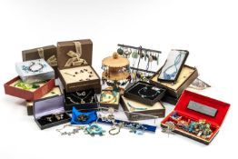 LARGE QUANTITY OF DRESS & COSTUME JEWELLERY including silver set jewellery, various earrings,