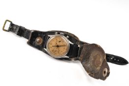 VINTAGE OLMA 'DE LUXE' CHRONOGRAPH WRISTWATCH, c. 1950s, lume applied Arabic numerals, sub dials for