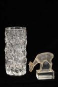 'DAIM': A RENE LALIQUE FALLOW DEER PAPERWEIGHT, model 1168, designed circa 1929, on plinth base,