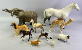 BESWICK ANIMALS - a large Grey Hunter, gloss, 31cms H, Camel, gloss, 18.5cms H, Saluki Hajubah of