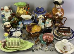 MIXED CERAMICS - a quantity of Burleigh ware, Dick Turpin jug, 20cms H, Torquay ware Tulip vase,
