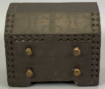 WELSH FOLK ART - carved slate doorstop in the form of a bureau chest with brass knobs, 13.5cms H,