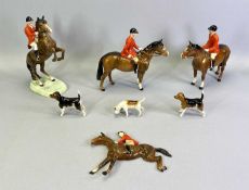 BESWICK FOX HUNTING GROUP - huntsman on rearing horse, white jodhpurs, Model 868, 25cms H,
