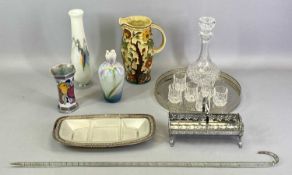 BURLEIGH WARE BY RHEAD OCATAGONAL VASE - tube lined decoration of fruit, 14cms H, H J Wood Indian