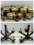 OAK & EPNS MOUNTED BISCUIT BARRELS WITH LIDS (8) and a small quantity of mixed EPNS teaware and