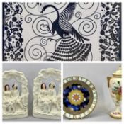 MIXED COLLECTABLES GROUP - Staffordshire flatback group of mid-19th Century man and woman seated