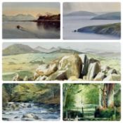 ELAINE JEFFREYS watercolour - looking towards Snowdon with burial chamber in foreground, signed